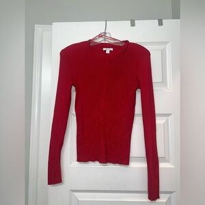 Nine West Red Ribbed Knit Top